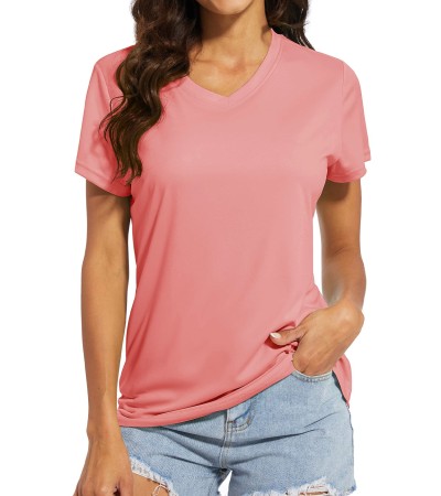 Women's V-Neck T-Shirt - Pink/S