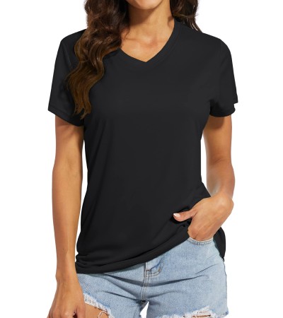 Women's V-Neck T-Shirt - Black/S