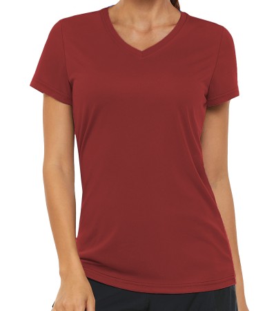 Women's V-Neck T-Shirt - Red Burgundy/S