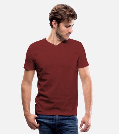 Men's V-Neck T-Shirt - Red Burgundy/S